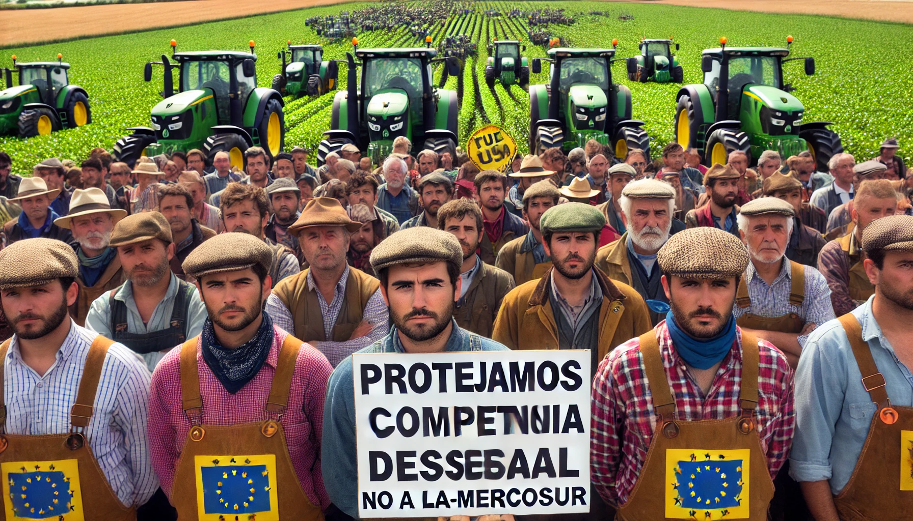 manifestación de los agricultores europeos expresando su oposición al acuerdo UE-Mercosur